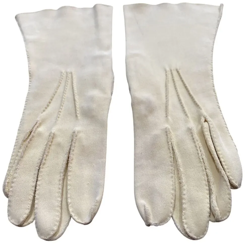 YELLOW Gloves Ladies size 7 Woplex Suede Made in USA pastel formal unique READ